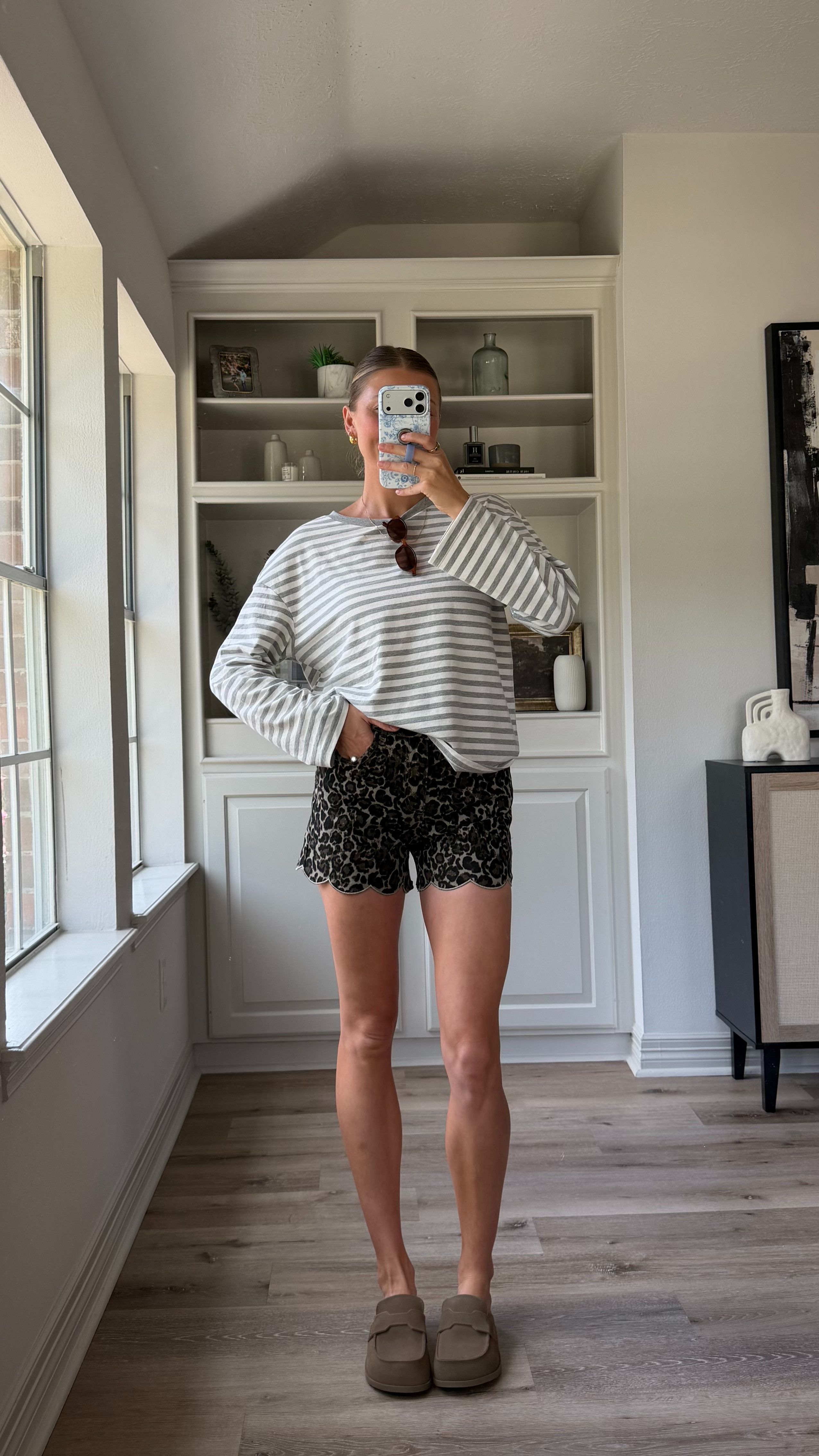 Cute, casual fall outfit inspo! S in tee, 2 in shorts  

 #LTKootd