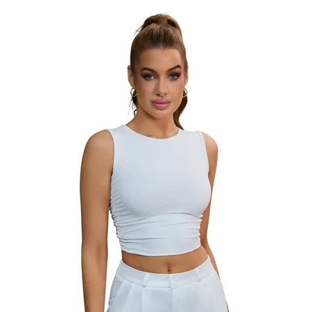 DARING DIVA Women s Sleeveless Waist Control Shaping Workout Vest White XL | Walmart (US)