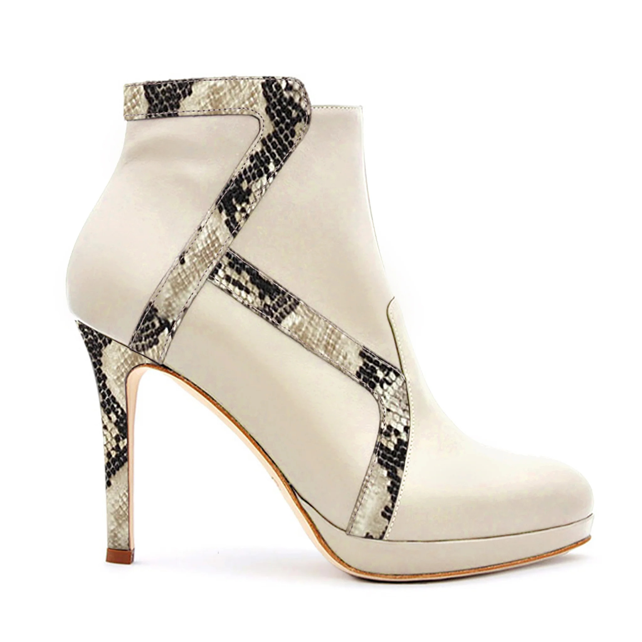 Deia Bootie | Ivory Python Leather Ankle Boots | Elizée Shoes | Elizée 