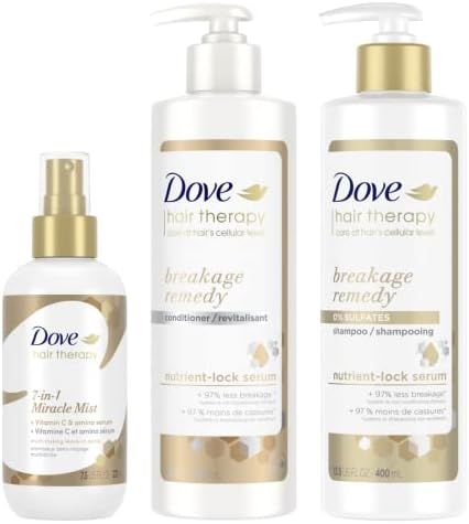 Dove Hair Therapy Shampoo, Conditioner and 7-in-1 Hairspray for Damaged Hair Breakage Remedy with... | Amazon (US)