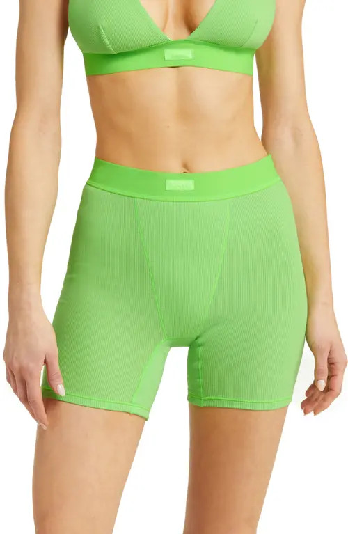 SKIMS Cotton Rib Boxers in Neon Green at Nordstrom, Size X-Large | Nordstrom