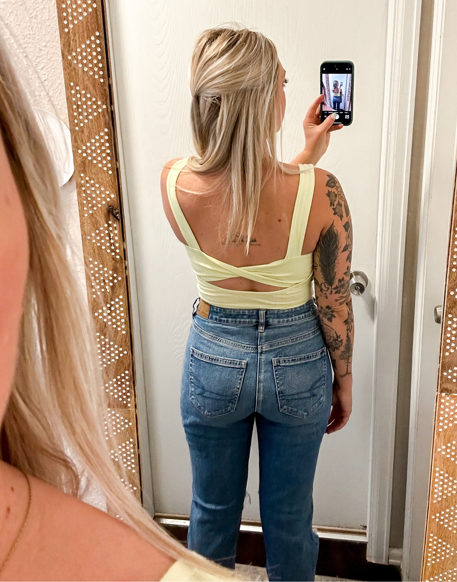 American Eagle 🦅 

top: s 
jeans tts: 4 - they’ve also got some stretch 
everything TTS

Exact links are everything I just bought & then added some similar options