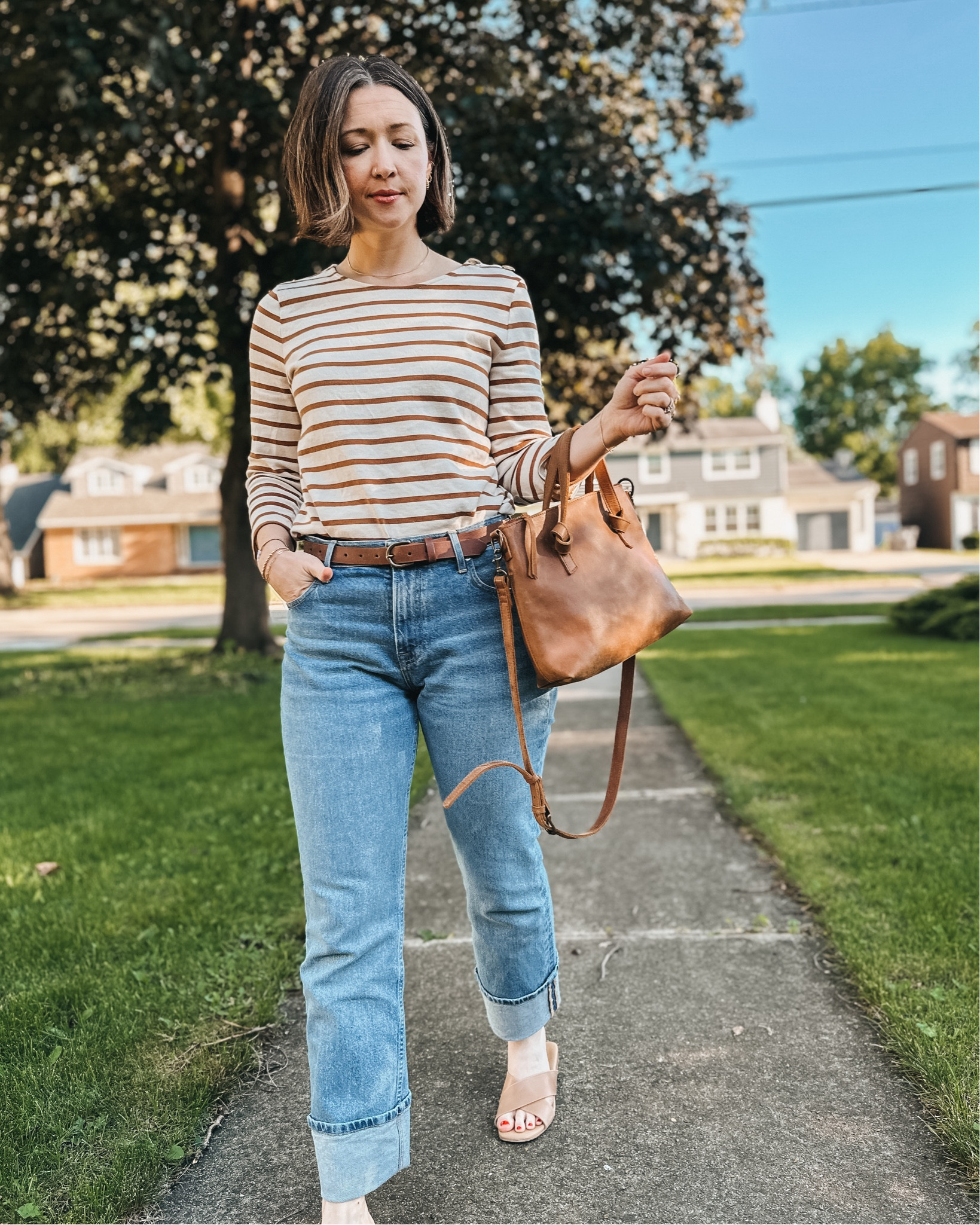 Late Spring outfit 
Jeans run tts & are full length. I love wearing them cuffed rn. 

#LTKStyleTip