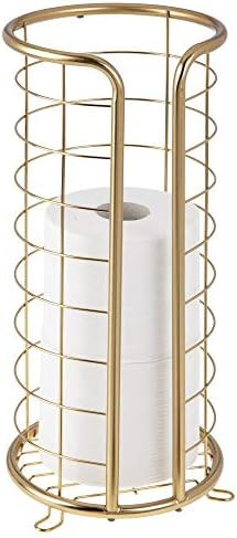 mDesign Decorative Metal Free Standing Toilet Paper Holder Stand with Storage for 3 Rolls of Toil... | Amazon (US)