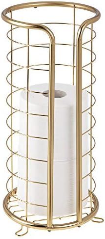 mDesign Decorative Metal Free Standing Toilet Paper Holder Stand with Storage for 3 Rolls of Toil... | Amazon (US)