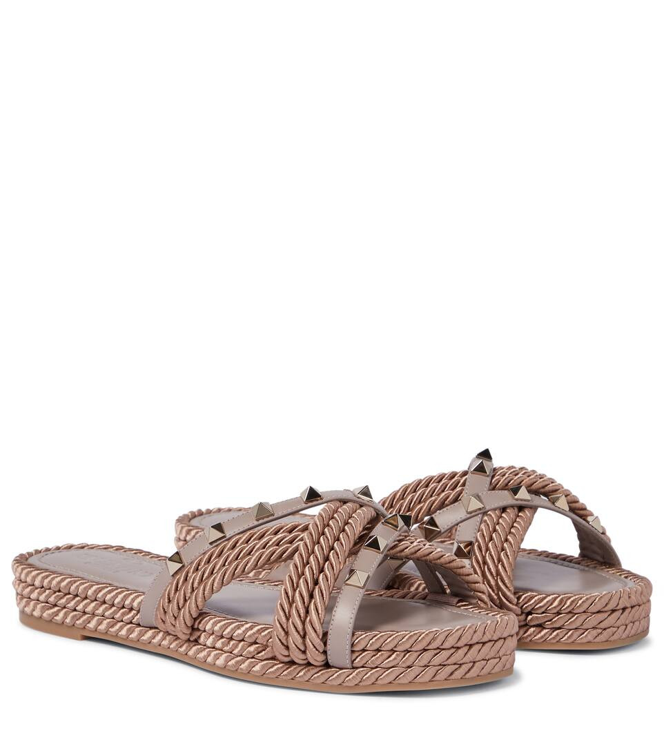 Valentino Garavani Rockstud Torchon leather espadrille sandals | Mytheresa (US/CA)