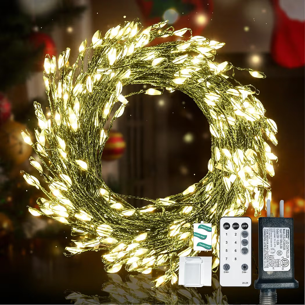 Dailyart Fairy Lights Plug in, 300 Led Warm Twinkle Fairy Lights with Remote Timer 26Ft 8 Modes C... | Amazon (US)