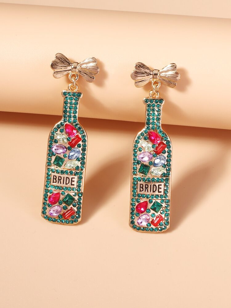 Rhinestone Decor Wine Bottle Drop Earrings | SHEIN