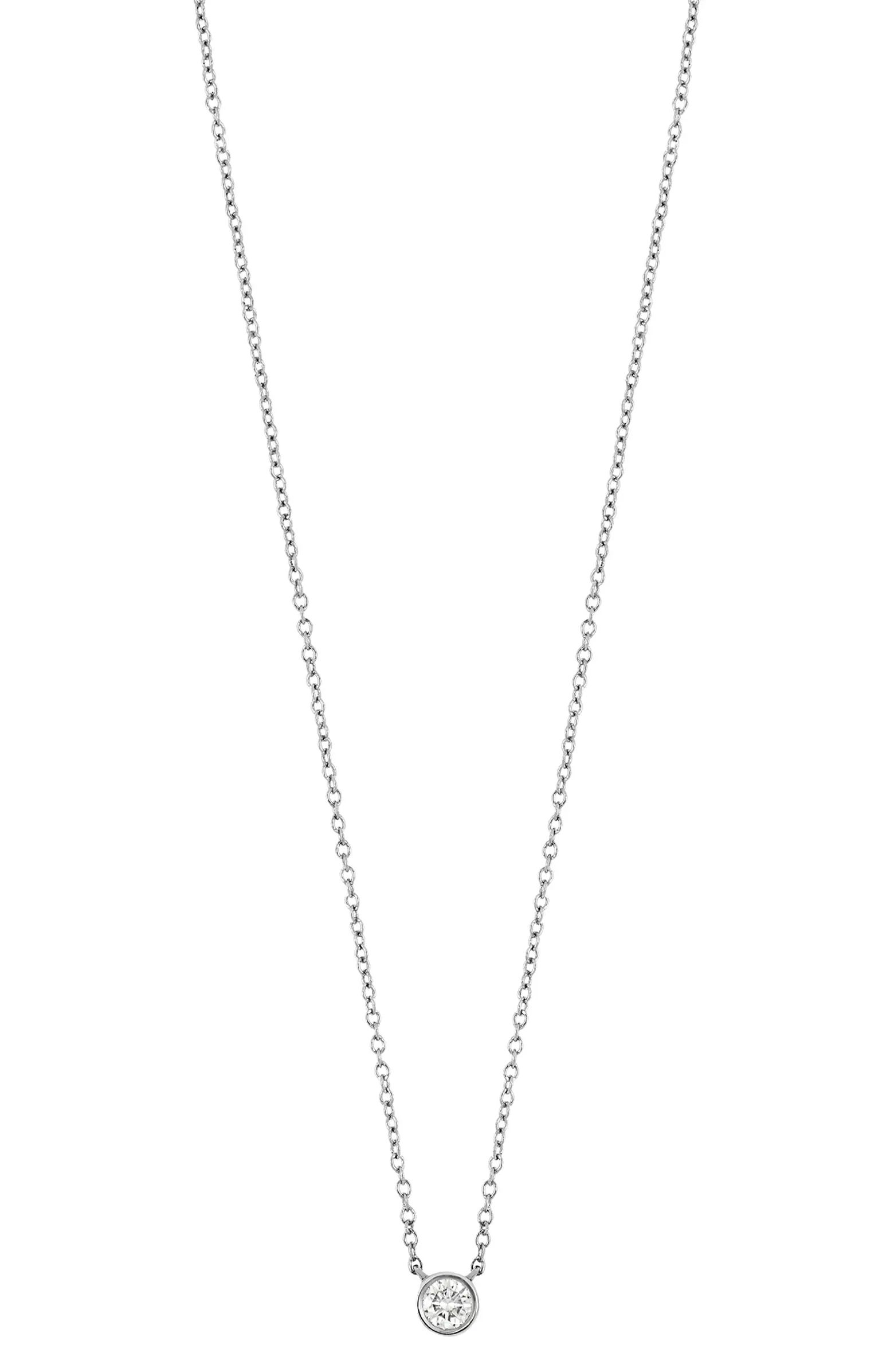 14K Gold Bezel Set Diamond Solitaire Lightweight Chain Necklace - 0.10 ctw | Nordstrom Rack