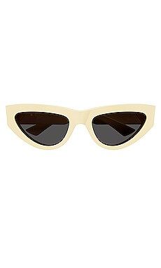 Bottega Veneta New Triangle Cat Eye Sunglasses in Yellow Butter & Grey from Revolve.com | Revolve Clothing (Global)