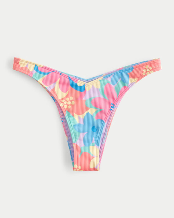 Women's Ribbed V-Front High-Leg Cheekiest Bikini Bottom | Women's Swimwear | HollisterCo.com | Hollister (US)