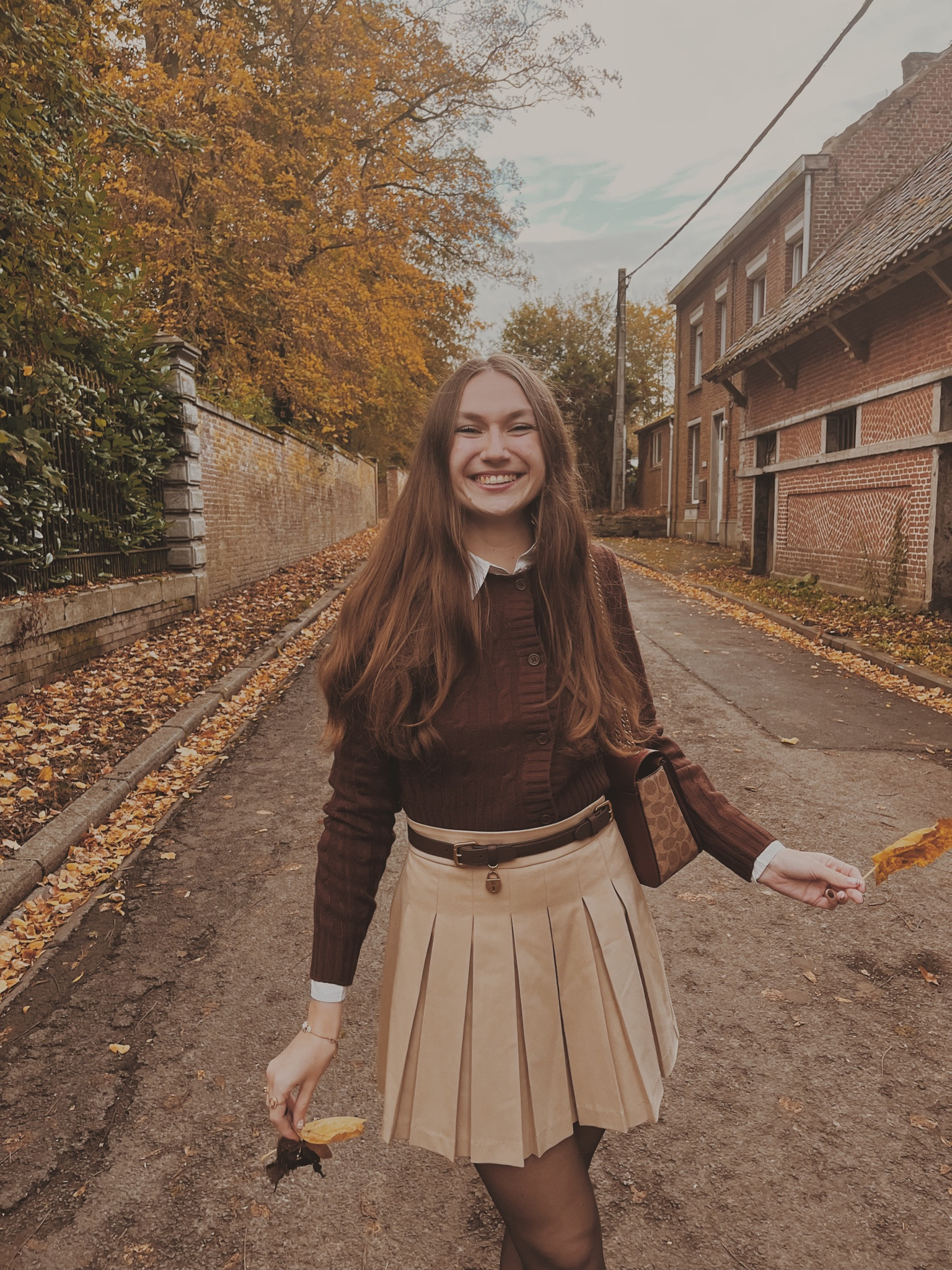 Brown cable knit cardigan
White shirt
Beige pleated skirt 
Belt with double buckles 
 Light academia 
Light academia outfit 
Light academia style 
Light academia aesthetic 
Neutral outfit 
Autumn outfit 
Autumn fashion 
Autumn fashion inspo

#LTKSeasonal #LTKStyleTip #LTKHoliday