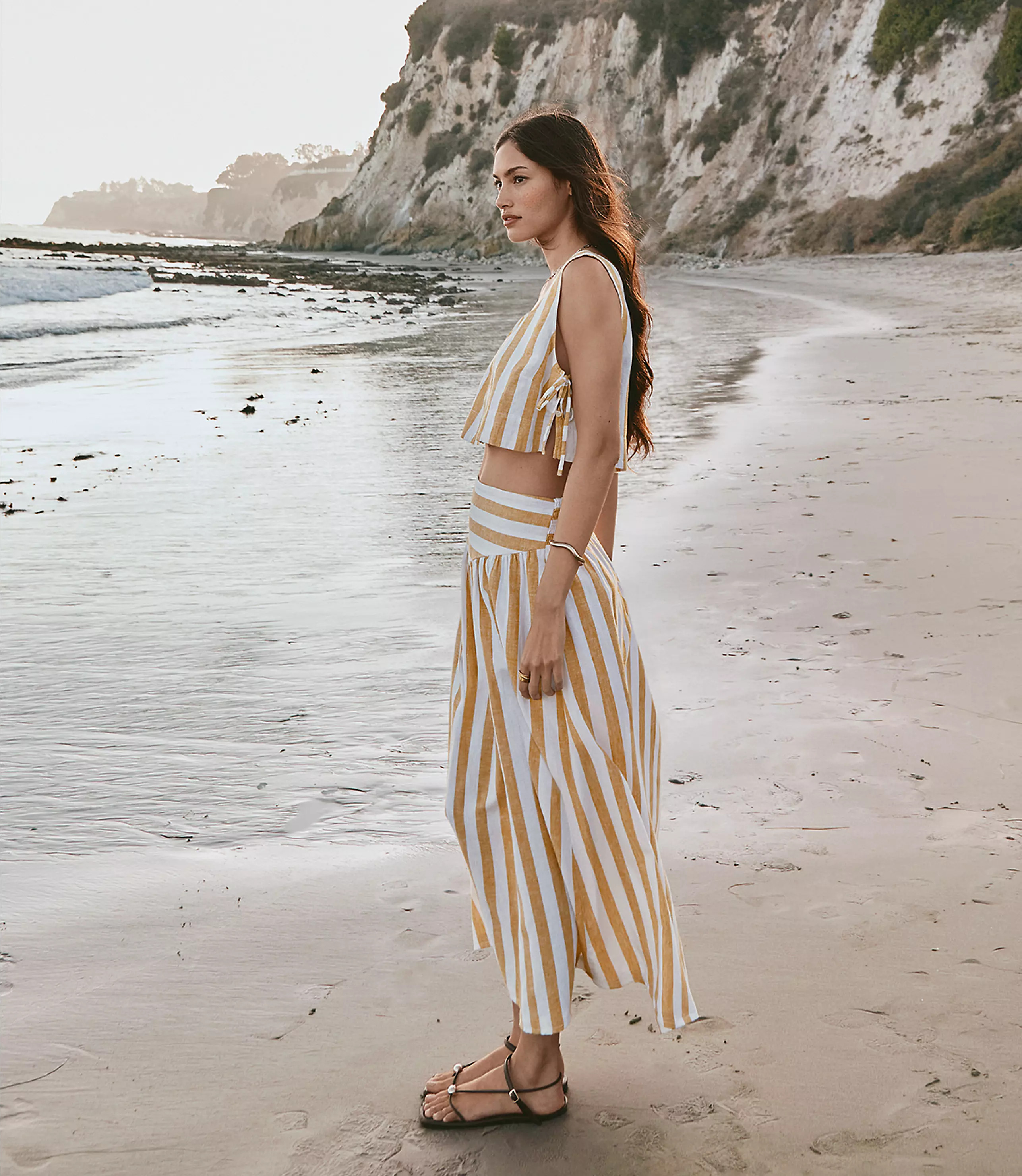 LOFT Beach Striped Linen Cotton Maxi Skirt | LOFT