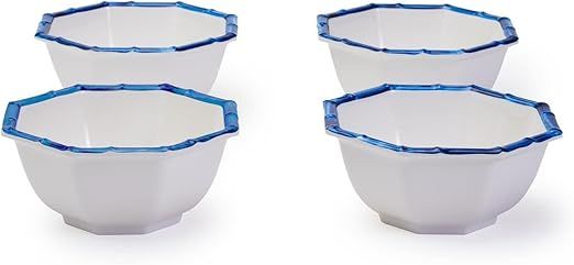 Two's Company Blue Bamboo Touch Set Of 4 Octagonal Multipurpose Individual Bowls | Amazon (US)