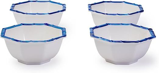 Two's Company Blue Bamboo Touch Set Of 4 Octagonal Multipurpose Individual Bowls | Amazon (US)