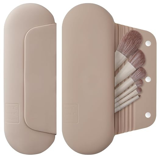 AGIKET Soft Silicone Makeup Brush Holder Large Travel Portable Cosmetic Bag | Face Brushes Holder... | Amazon (US)