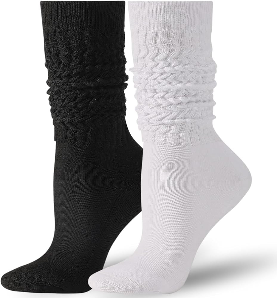 Pleneal 3 Pairs Slouch Socks for Women, Long Slouchy Scrunch Socks, Knit Chunky Boot Sock | Amazon (US)