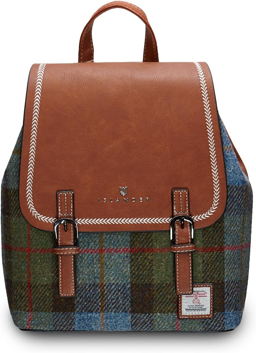 Harris Tweed® Jura Backpack, Chestnut Blue Tartan, 24cm*12cm*28cm | Amazon (US)