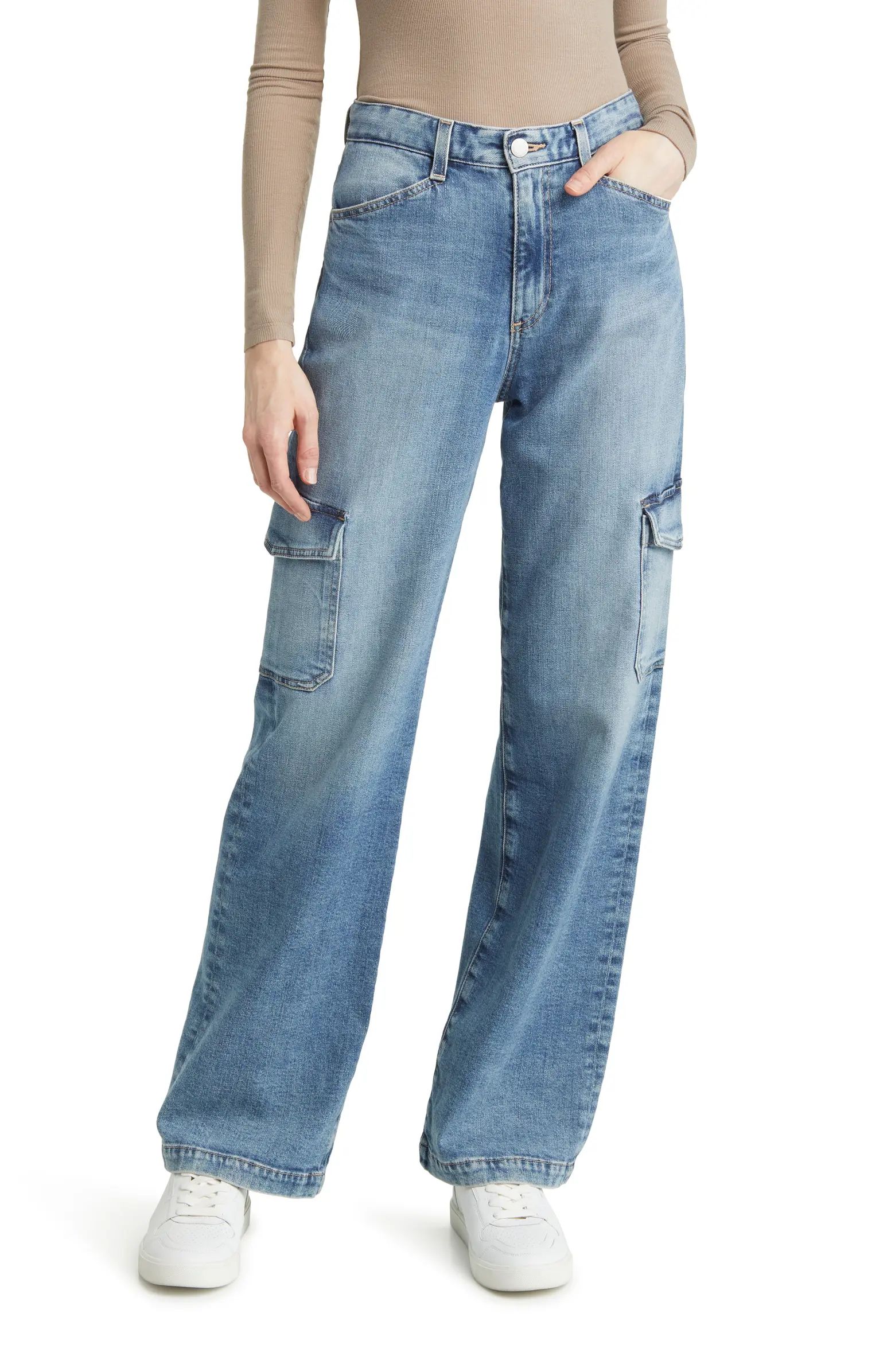 Gatina High Waist Wide Leg Cargo Jeans | Nordstrom