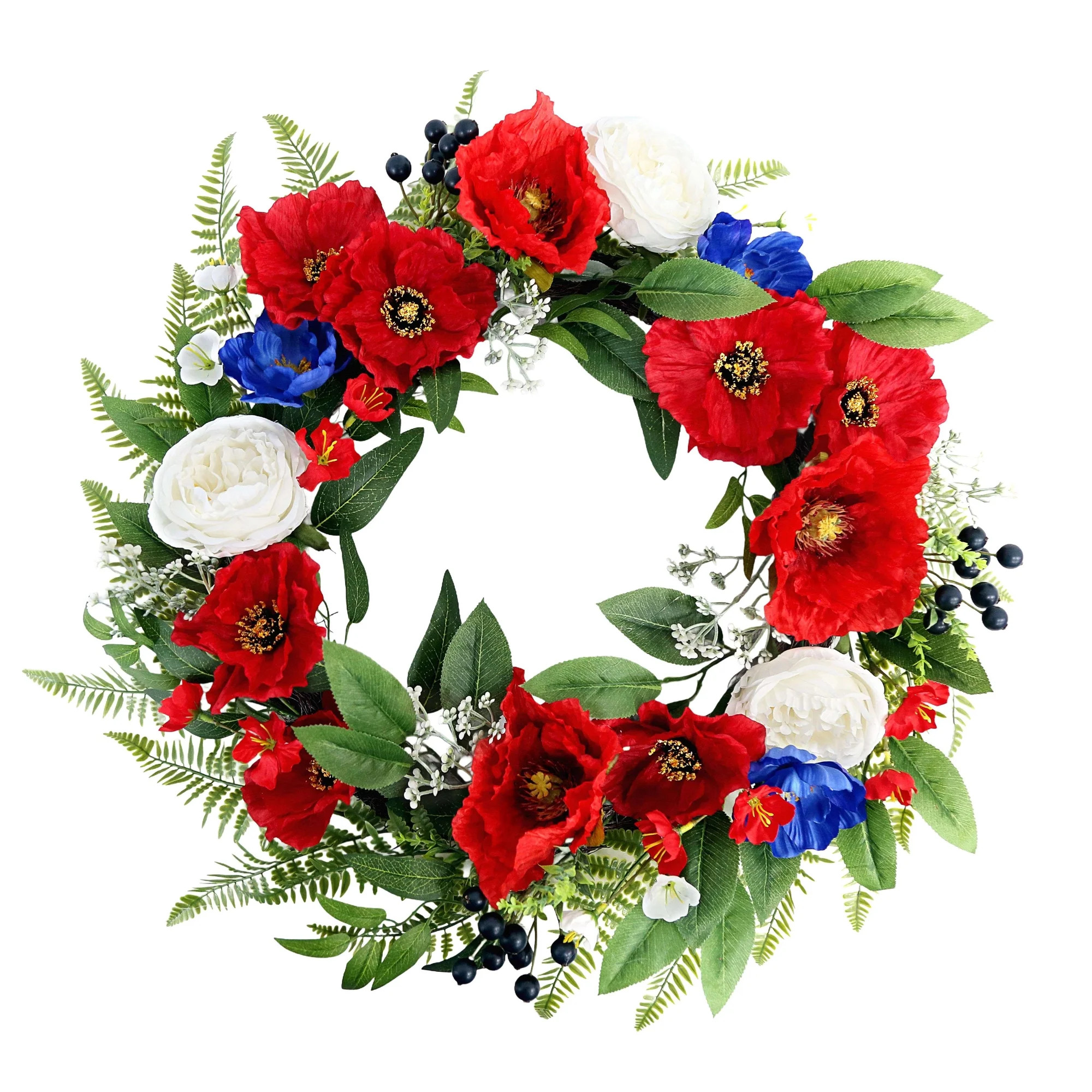 Poppy Wreath, Red/White/Blue, 22", by My Texas House | Walmart (US)