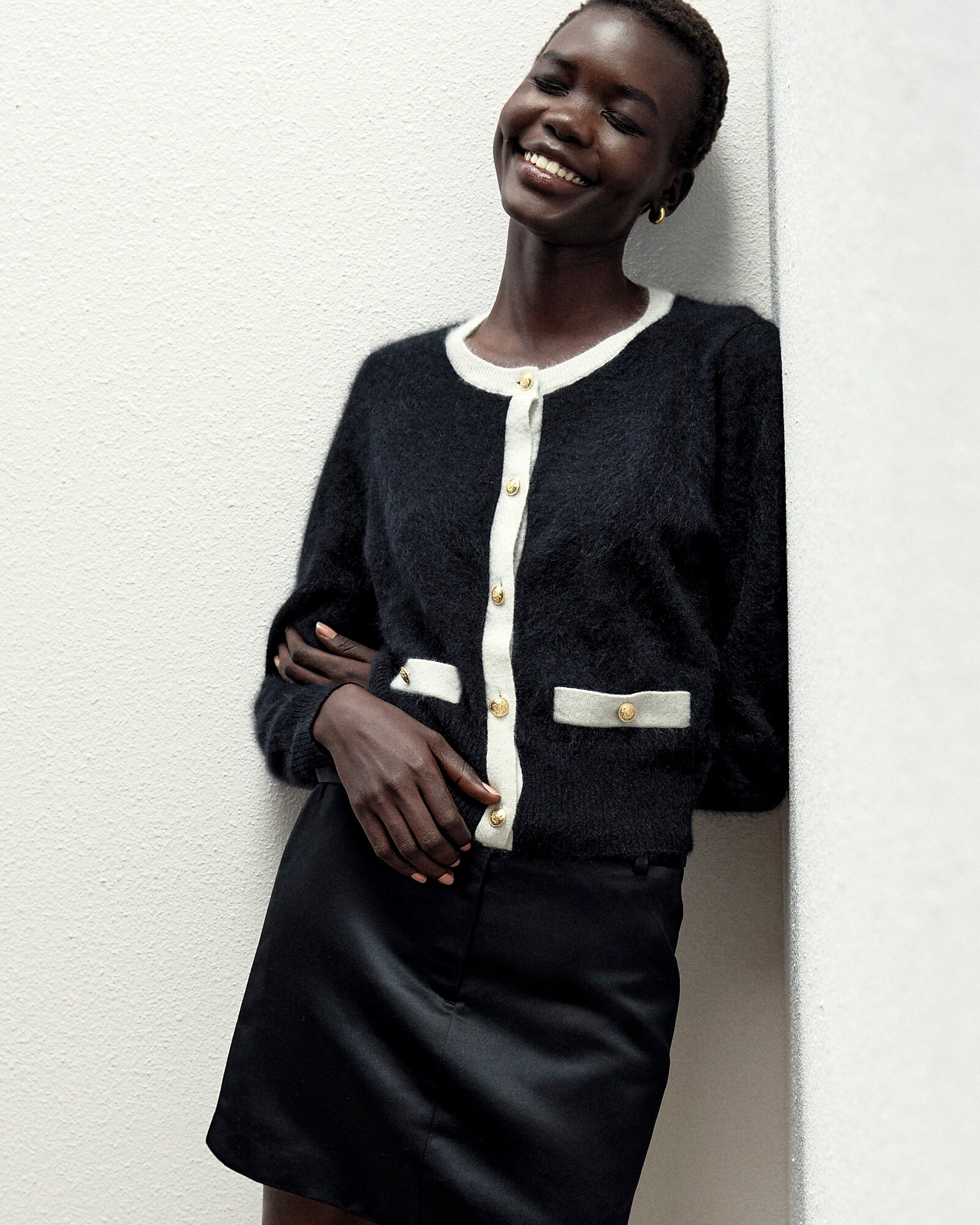 Brushed cashmere fitted cardigan sweater with contrast trim | J. Crew US