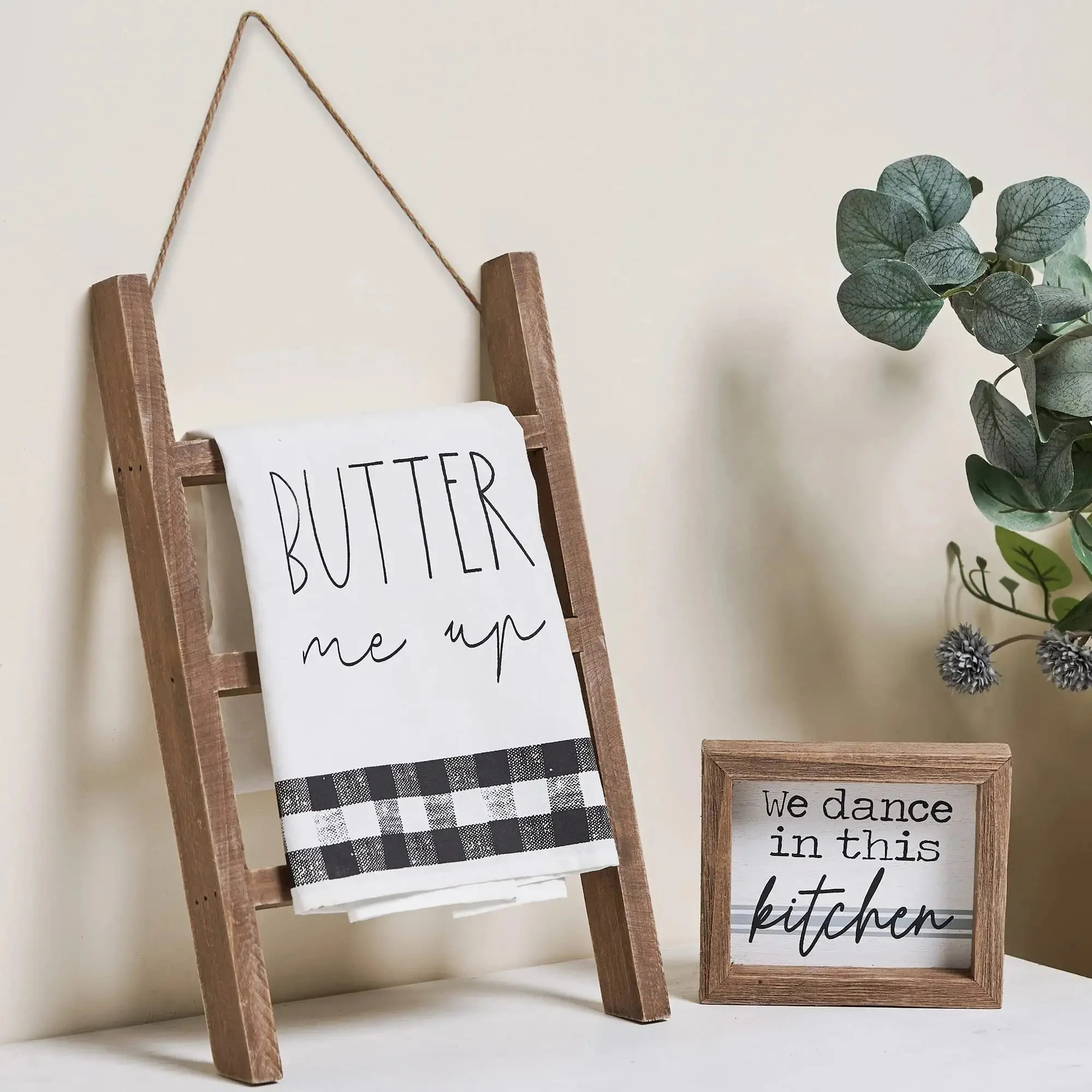 GenMous & Co. 3 Tiered Tea Towel Ladder with Cute Kitchen Sign for Farmhouse Kitchen Counter Deco... | Walmart (US)