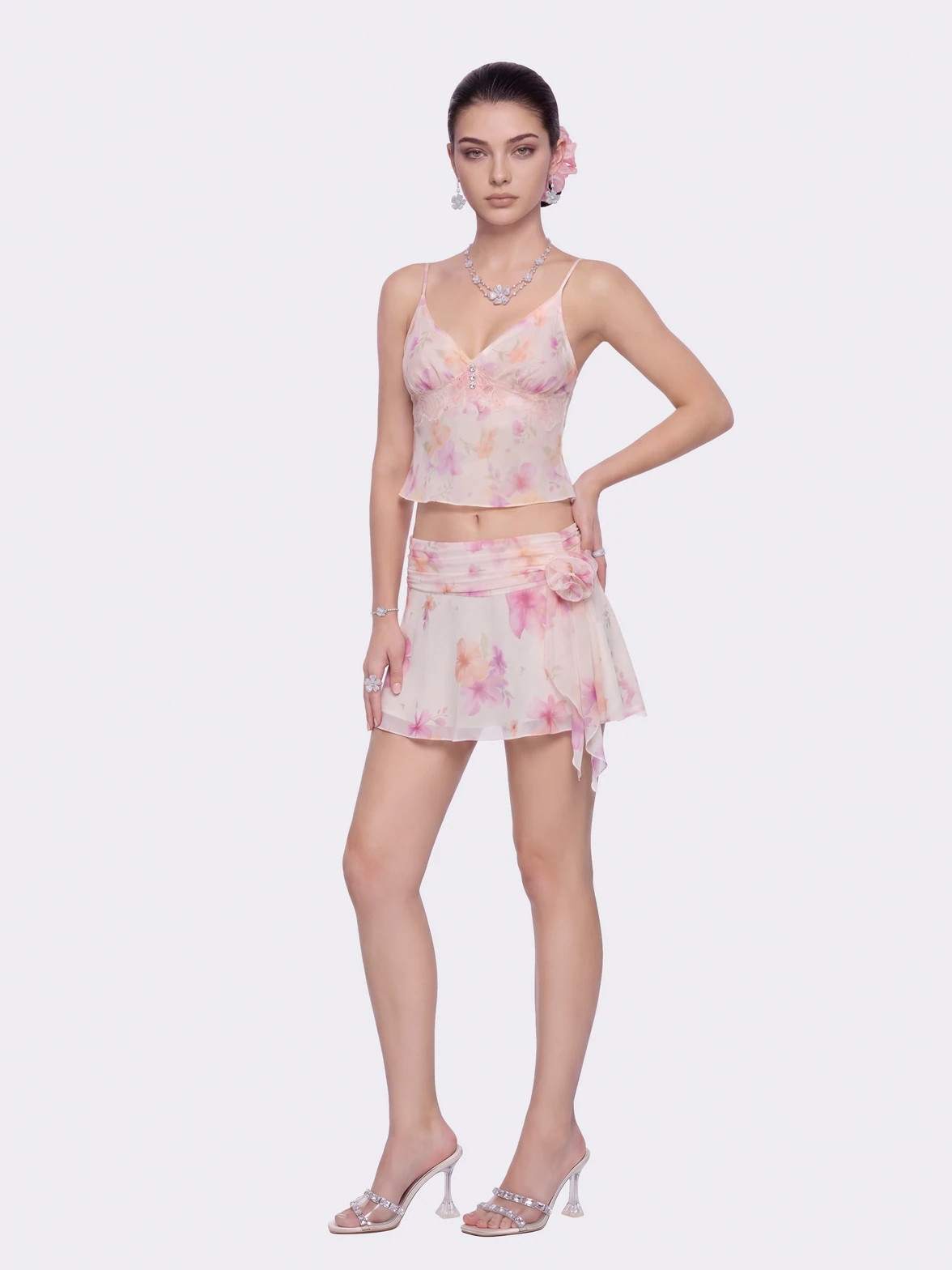 Ophelia Rosette Floral Ivory Skirt | Nana Jacqueline | Nana Jacqueline