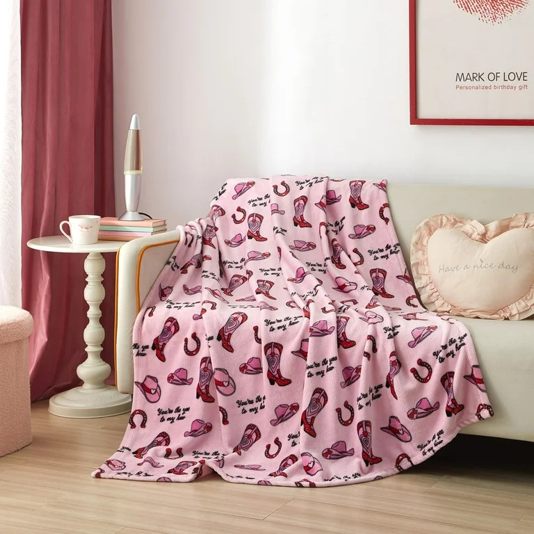 Disco Cowgirl Valentine's Day Plush Throw Blanket 50" x 60", by Way to Celebrate for Adults - Wal... | Walmart (US)