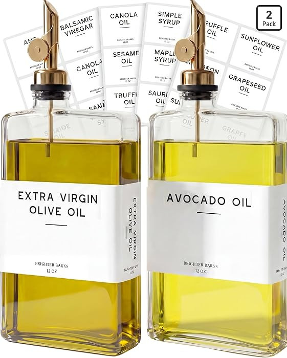 Glass Olive Oil Dispenser Bottle for Kitchen by Brighter Barns - Coffee Syrup Dispenser, Oil and ... | Amazon (US)