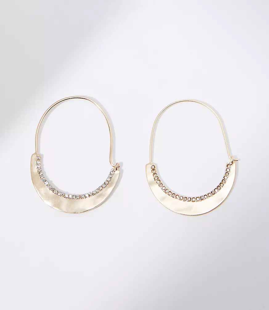 Crystal Studded Pull Through Hoop Earrings | LOFT