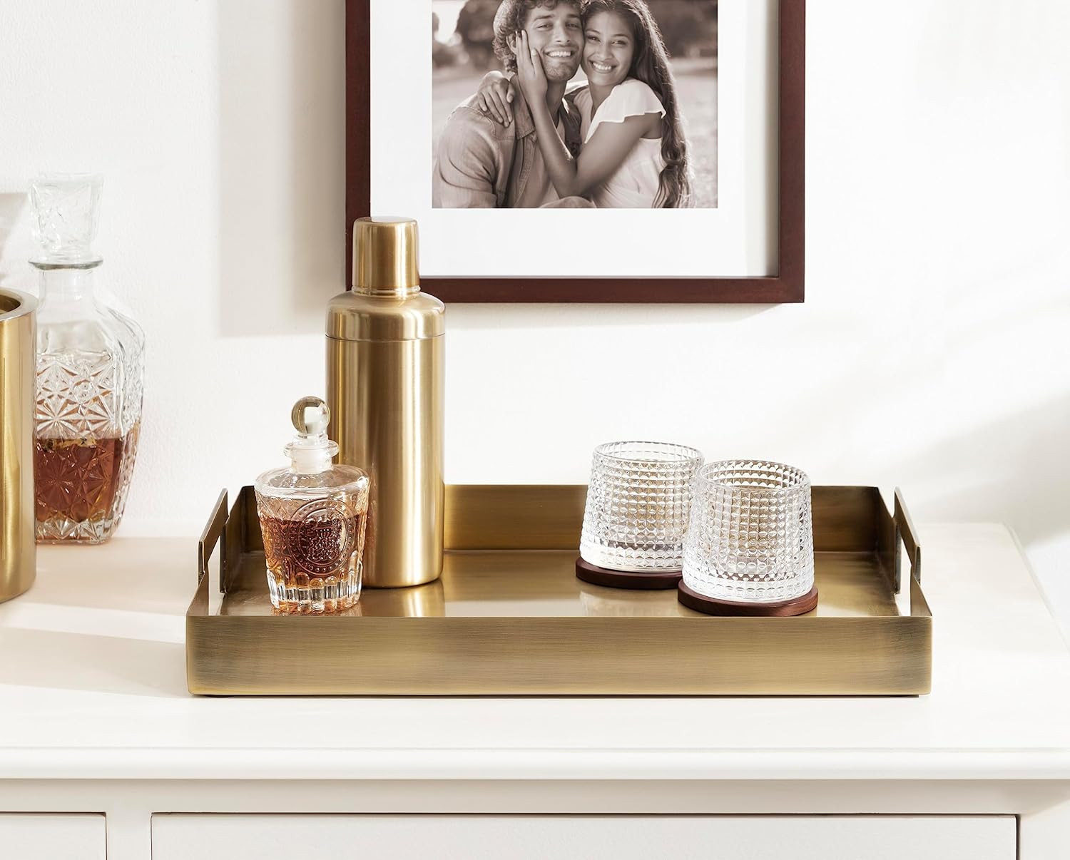 Kate and Laurel Myo Transitional Metal Rectangle Tray; 17 x 13; Brass; Modern Glam Rectangular De... | Amazon (US)