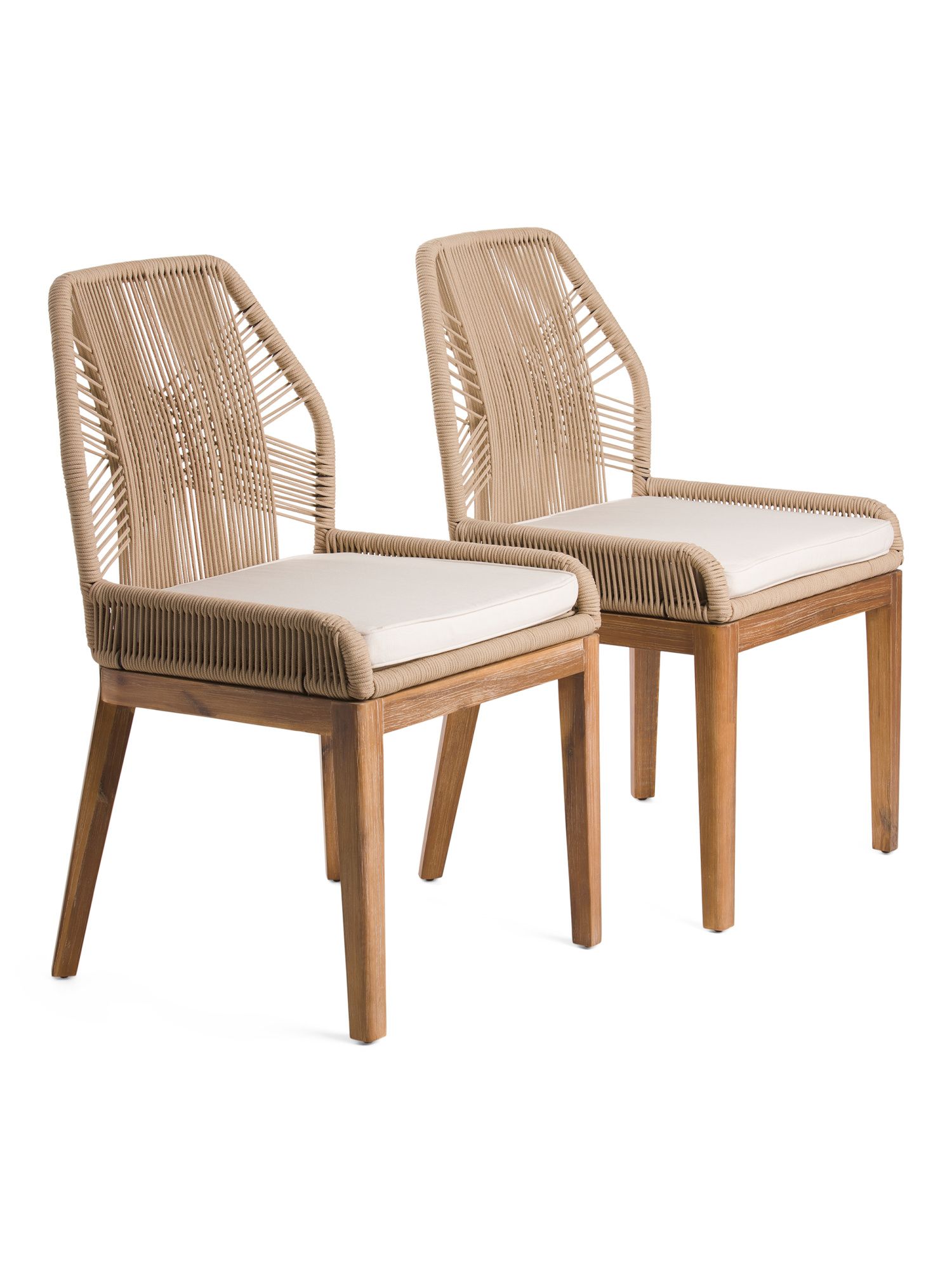 Set Of 2 Indoor Outdoor Rope Crossweave Dining Chairs | TJ Maxx