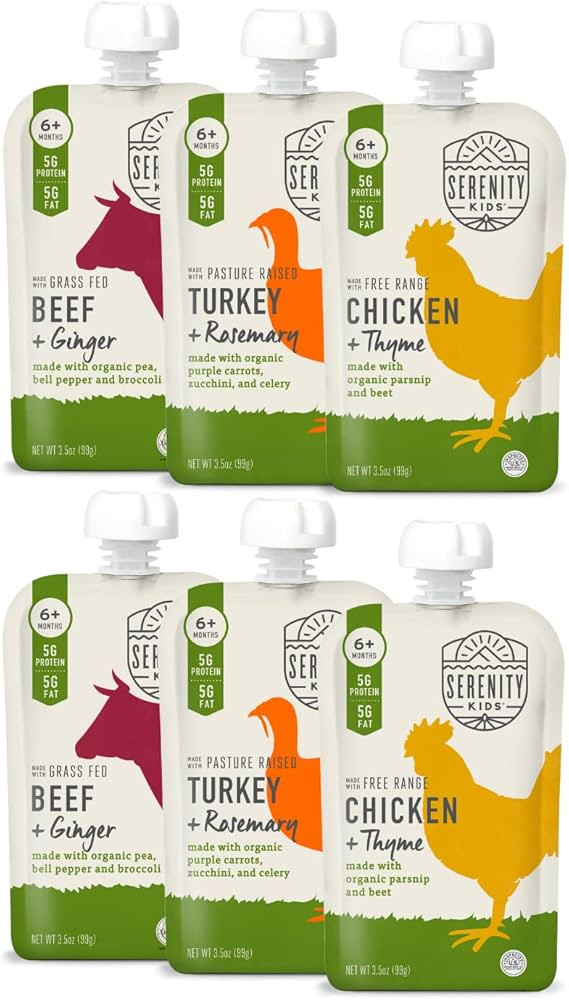 Serenity Kids 6+ Months Baby Food Pouches Puree Made with Ethically Sourced Meats & Organic Veggi... | Amazon (US)