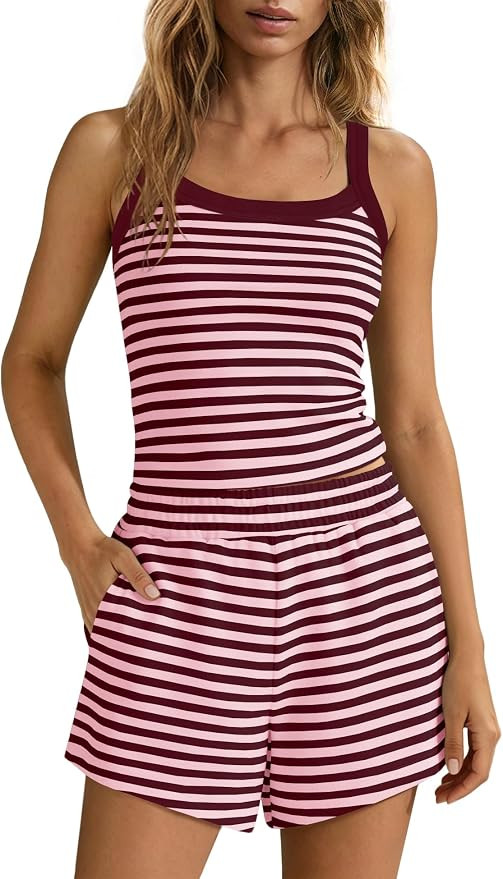 SENSERISE Womens Striped Lounge Set 2 Piece Outfit | Amazon (US)