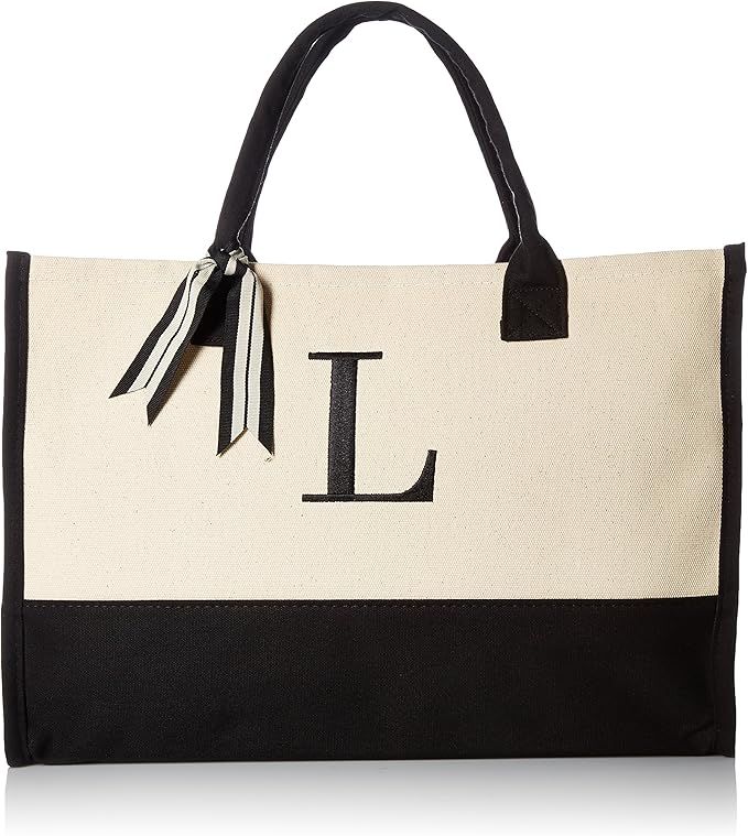 Mud Pie Initial Canvas Tote Bags (L) | Amazon (US)