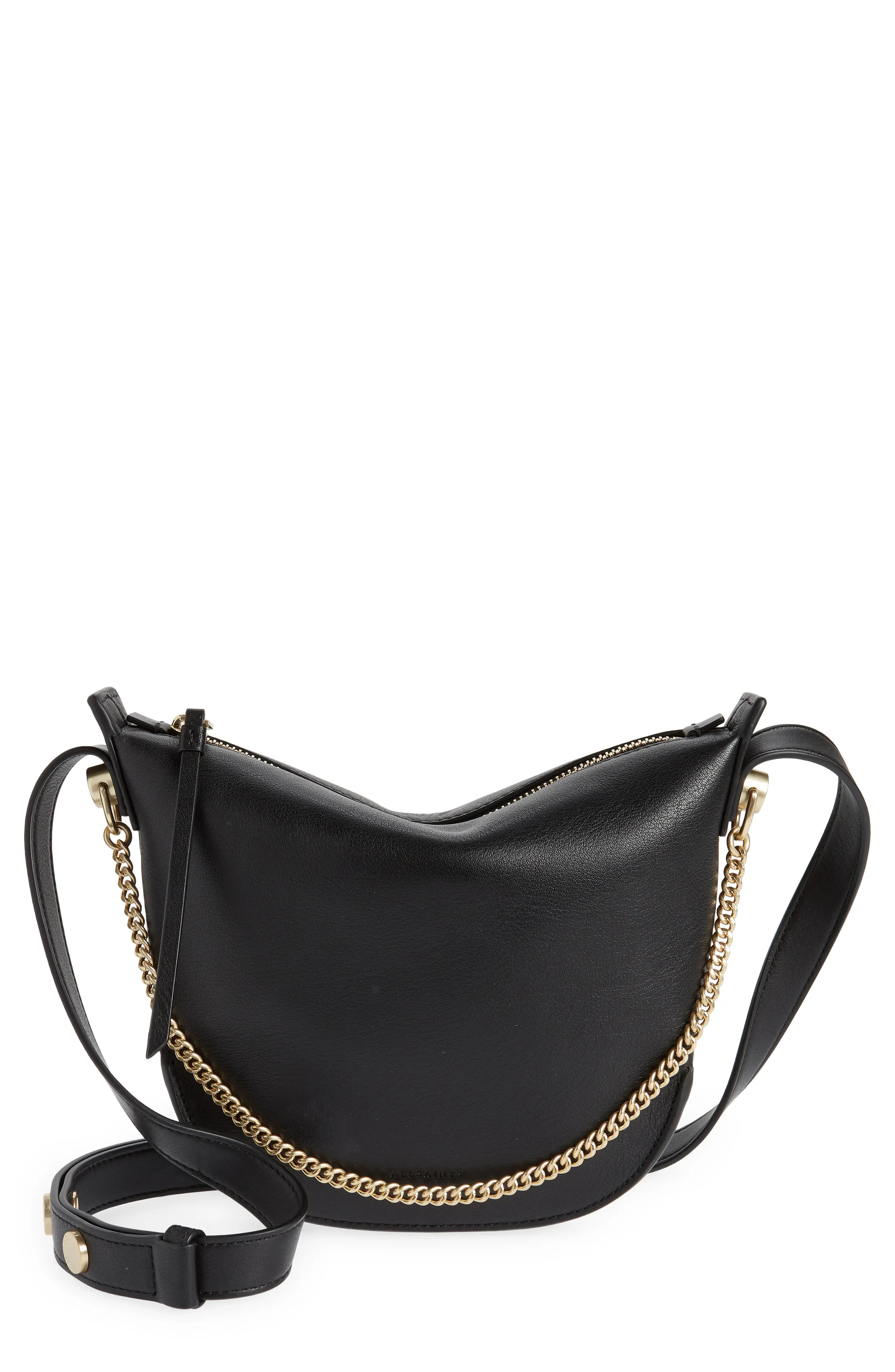 AllSaints Josephine Leather Crossbody Bag in Black at Nordstrom | Nordstrom