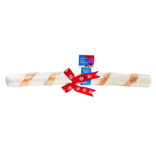 Vibrant Life Wrapped Rawhide Roll with Chicken, Holiday Chew for Dogs, Dry, 13.76 oz | Walmart (US)