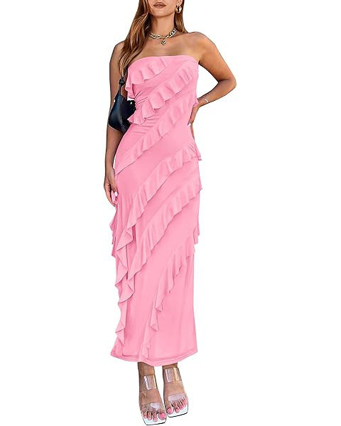 Amazon.com: BTFBM Summer Dresses for Women 2026 Spaghetti Strap Bodcyon Solid Cocktail Wedding Gu... | Amazon (US)