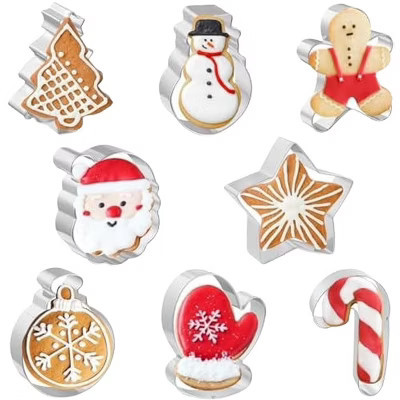 Aoibox Christmas Cookie Cutter Set - 8 PCS Holiday Shapes Including Santa Face, Christmas Tree, Gingerbread Man, Snowman, Candy Cane for Baking | Target
