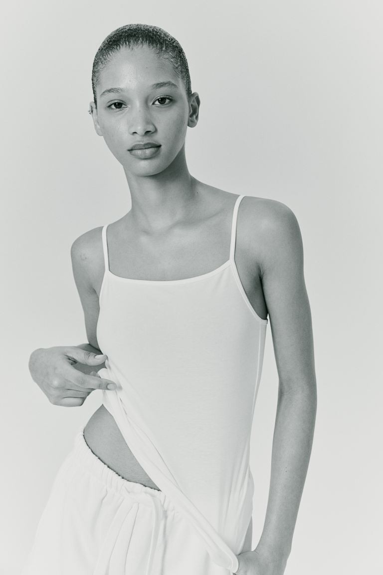 2-pack Tank Tops - Square Neckline - Sleeveless - Black/white - Ladies | H&M US | H&M (US + CA)