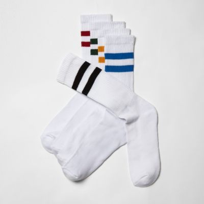 White multi color tube socks multipack | River Island (UK & IE)