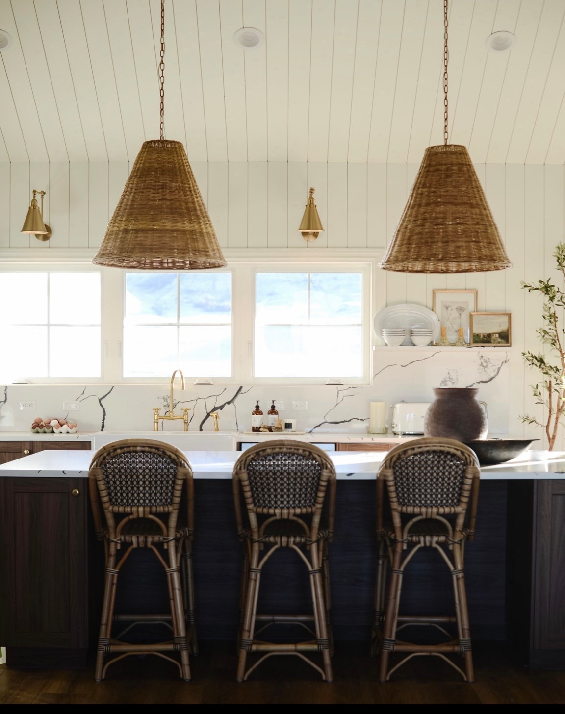 My very favorite pendants ever on major sale. They cast THE most beautiful light (and my fave bar stools giving Parisian cafe)