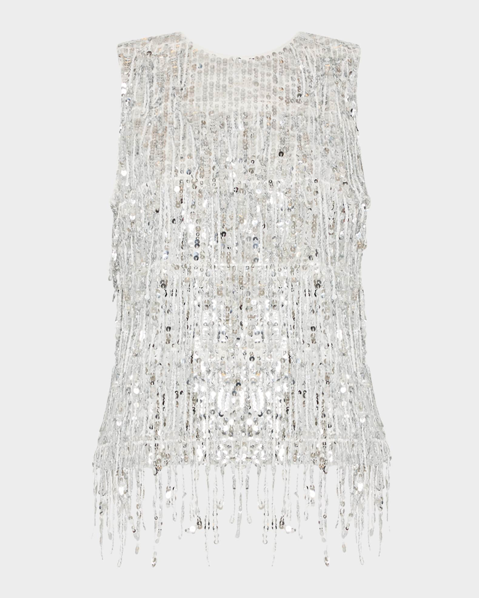 Milly Royce Fringe Sequin Top | Neiman Marcus