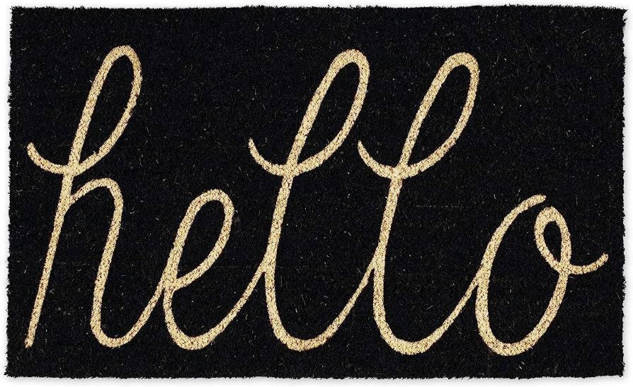 DII Hello Coir Fiber Doormat Non-Slip Durable Outdoor/Indoor, Pet Friendly, 18x30, Black | Amazon (US)