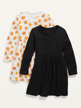 2-Pack Fit & Flare Long-Sleeve Printed Dress for Toddler Girls | Old Navy (US)