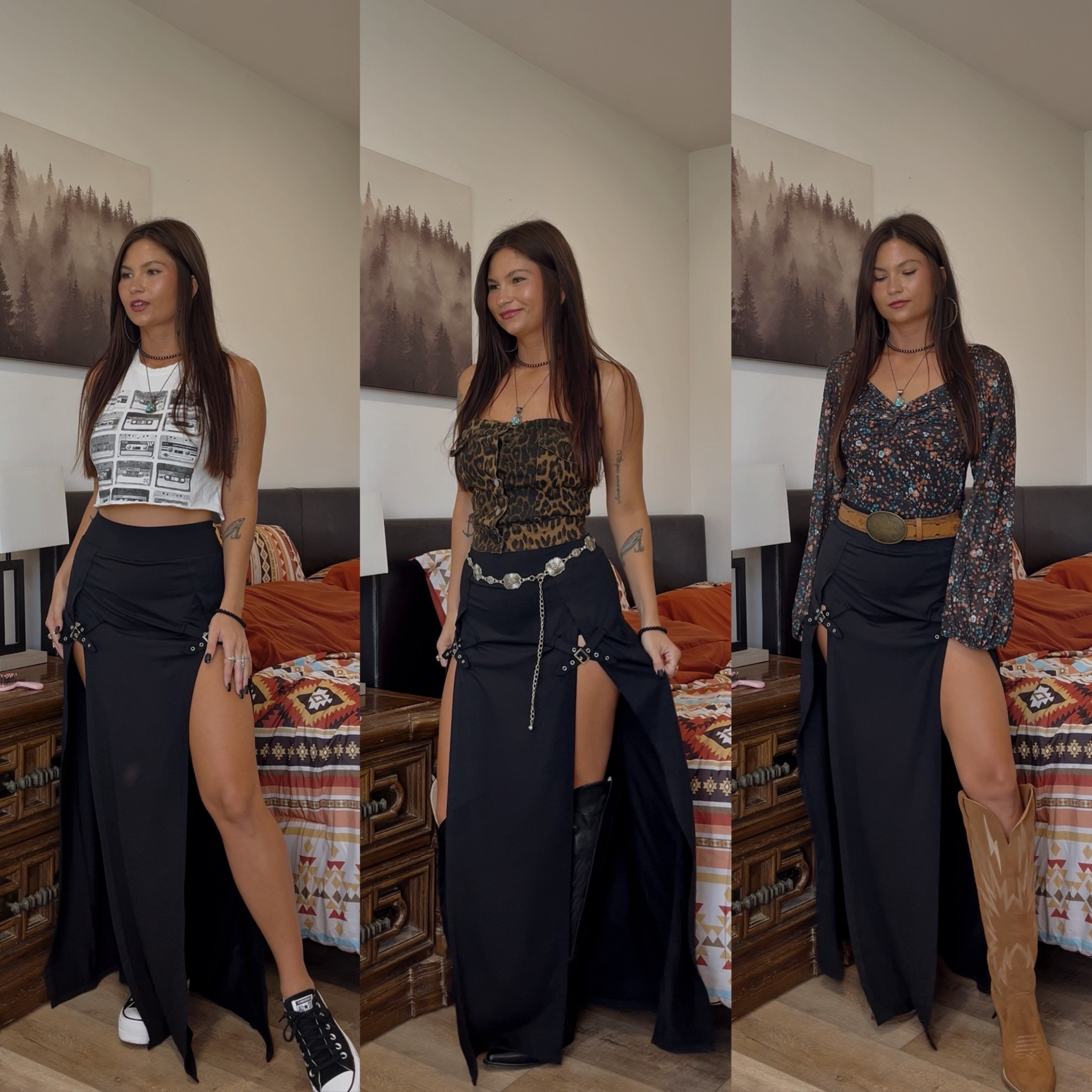 Maxi skirt with built in shorts styled with different tops!

Dingo boots - LORI
Black boots - LORIG30
Bodysuit - LORIGRANGEROCT20

#LTKStyleTip #LTKSeasonal #LTKPetite