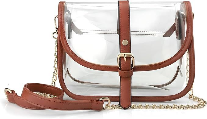 Clear Saddle Cross Body Bag Women Chain Shoulder Handbag Purse | Amazon (US)
