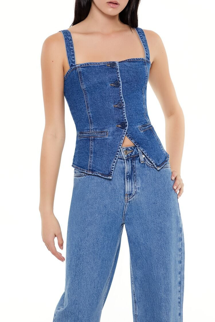 Denim Split-Hem Tank Top | Forever 21
