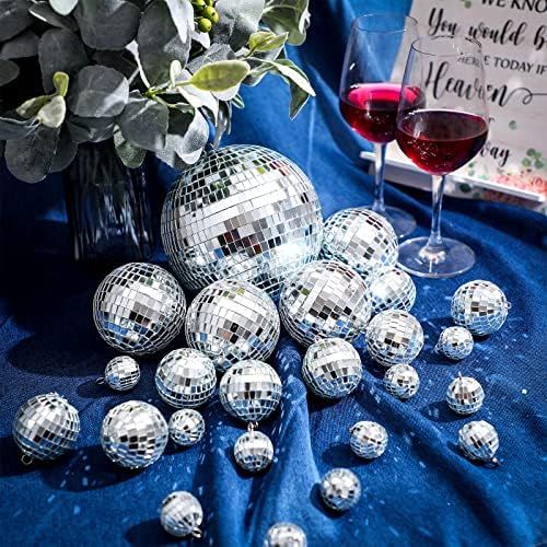 50 Pcs Disco Balls Ornaments Mini Disco Balls Silver Hanging Decorations Reflective Mirror Ball C... | Amazon (US)