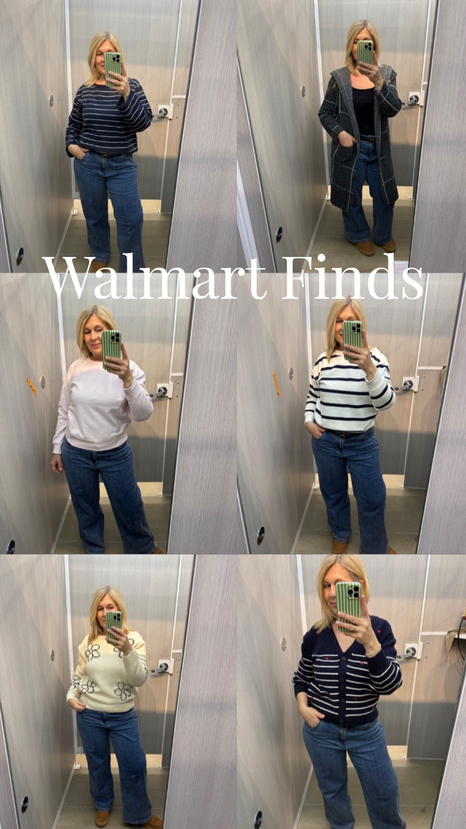 Walmart has it all. I go in for groceries and somehow leave with a cute outfit too.

Girl math says if it’s on the same receipt as milk and eggs, it’s groceries. 😊

Sizes:
Pink Sweetshirt M
Striped sweatshirt M
Jeans Drawstring L
Heart sweaster L
Beige Flower Sweater L
Grey Cardigan M
Coatighan L
Blue striped sweater M 


#LTKover50style #LTKmidsize